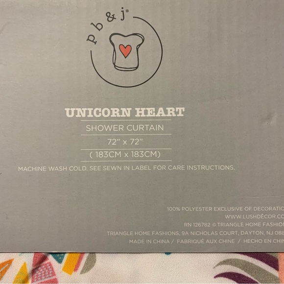 Unicorn Rainbow Fabric Shower Curtain 70 X 72 In Multicolor Pink pb & j - Picture 4 of 7